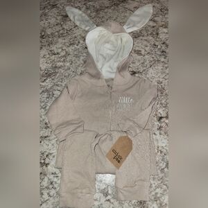 Chick Pea Beige Bunny Ear Hoodie Pajamas NWT